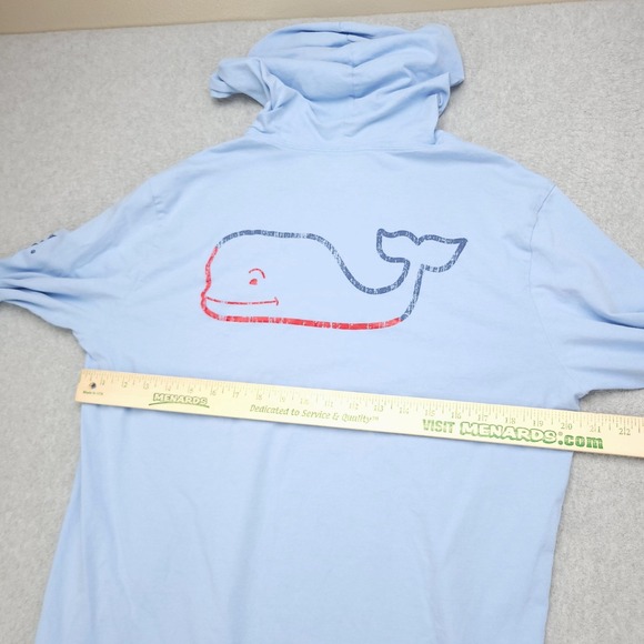 Vineyard Vines Shirt Mens Medium Light Blue Hooded Long Sleeve Whale Logo - Picture 12 of 16